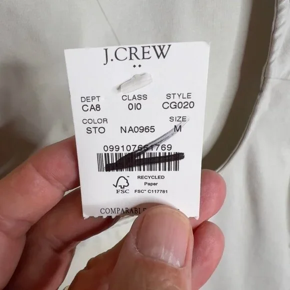 J.Crew $45 Cap-sleeve stretch cotton-blend squareneck tank top Stone Sz M CG020 - Picture 3 of 5